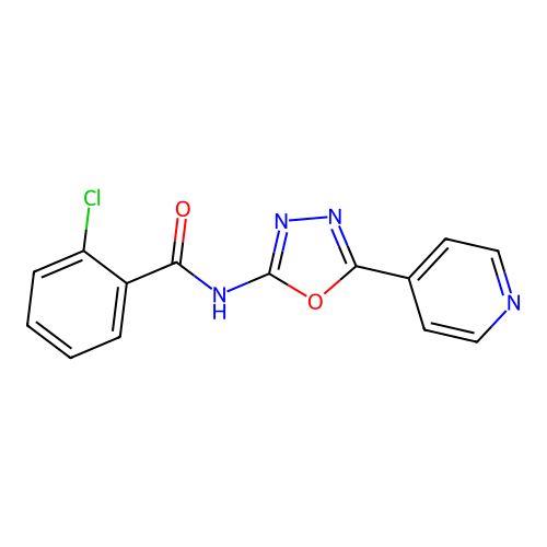 2-chloro-N-[5-(pyridin-4-yl)-1,3,4-oxadiazol-2-yl]benzamide structure