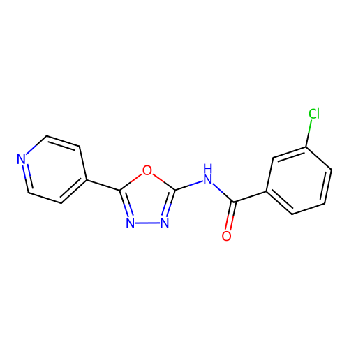3-chloro-N-(5-pyridin-4-yl-1,3,4-oxadiazol-2-yl)benzamide structure
