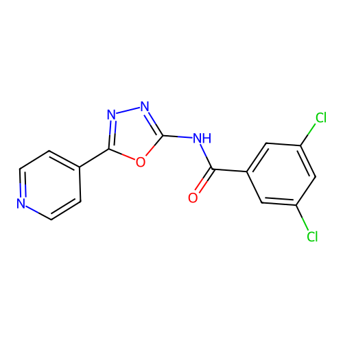 3,5-dichloro-N-(5-(pyridin-4-yl)-1,3,4-oxadiazol-2-yl)benzamide structure