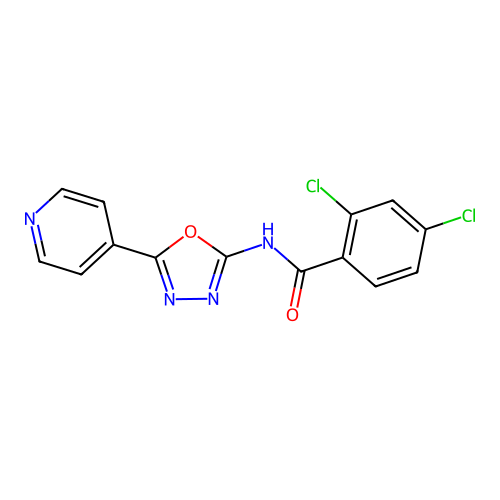 2,4-dichloro-N-[5-(pyridin-4-yl)-1,3,4-oxadiazol-2-yl]benzamide structure