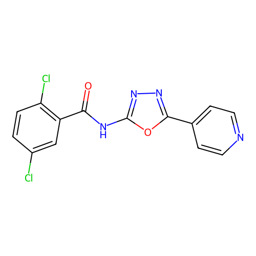 2,5-dichloro-N-(5-pyridin-4-yl-1,3,4-oxadiazol-2-yl)benzamide structure