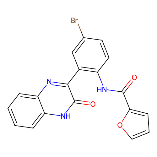 N-[4-bromo-2-(3-oxo-4H-quinoxalin-2-yl)phenyl]furan-2-carboxamide structure