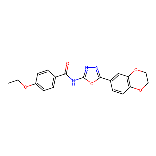 N-[5-(2,3-dihydro-1,4-benzodioxin-6-yl)-1,3,4-oxadiazol-2-yl]-4-ethoxybenzamide structure