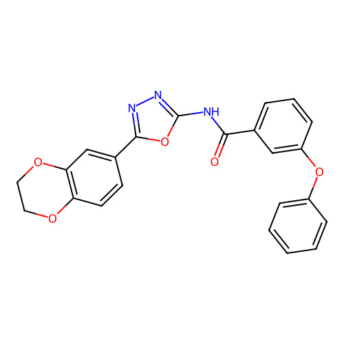 N-[5-(2,3-dihydro-1,4-benzodioxin-6-yl)-1,3,4-oxadiazol-2-yl]-3-phenoxybenzamide structure