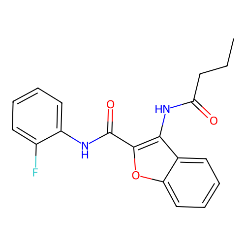 3-butyramido-N-(2-fluorophenyl)benzofuran-2-carboxamide structure