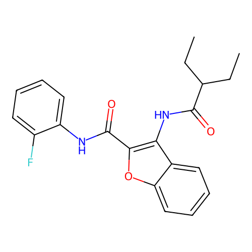 3-(2-ethylbutanamido)-N-(2-fluorophenyl)benzofuran-2-carboxamide structure