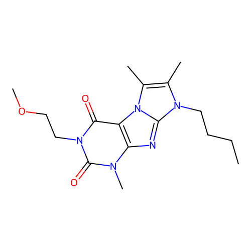 6-Butyl-2-(2-methoxyethyl)-4,7,8-trimethylpurino[7,8-a]imidazole-1,3-dione structure