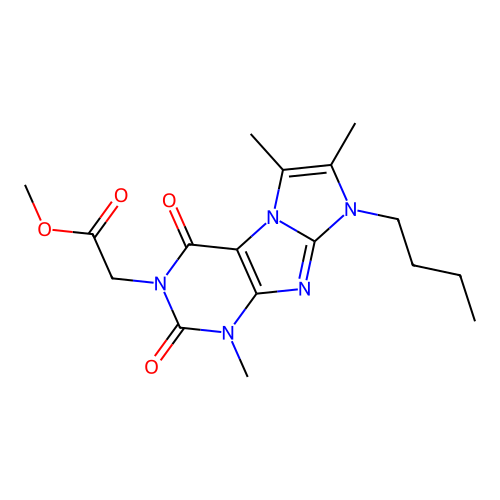 Methyl 2-(6-butyl-4,7,8-trimethyl-1,3-dioxopurino[7,8-a]imidazol-2-yl)acetate structure