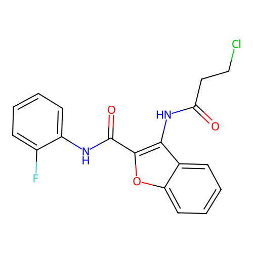 3-(3-chloropropanamido)-N-(2-fluorophenyl)benzofuran-2-carboxamide structure