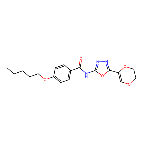 N-(5-(5,6-dihydro-1,4-dioxin-2-yl)-1,3,4-oxadiazol-2-yl)-4-(pentyloxy)benzamide structure