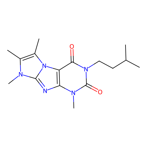 3-isopentyl-1,6,7,8-tetramethyl-1H-imidazo[2,1-f]purine-2,4(3H,8H)-dione structure