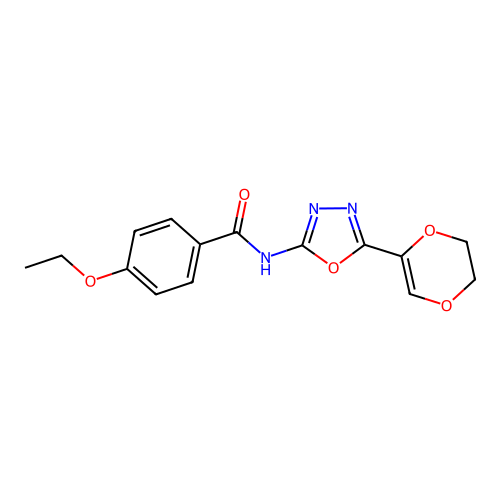 N-(5-(5,6-dihydro-1,4-dioxin-2-yl)-1,3,4-oxadiazol-2-yl)-4-ethoxybenzamide structure