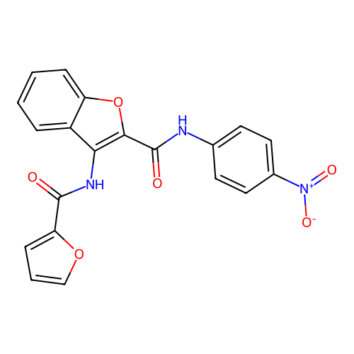 3-(furan-2-carboxamido)-N-(4-nitrophenyl)benzofuran-2-carboxamide structure