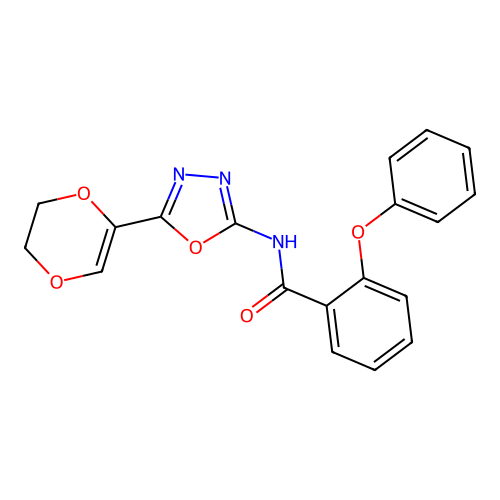 N-(5-(5,6-dihydro-1,4-dioxin-2-yl)-1,3,4-oxadiazol-2-yl)-2-phenoxybenzamide structure