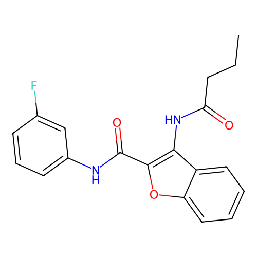 3-butyramido-N-(3-fluorophenyl)benzofuran-2-carboxamide structure