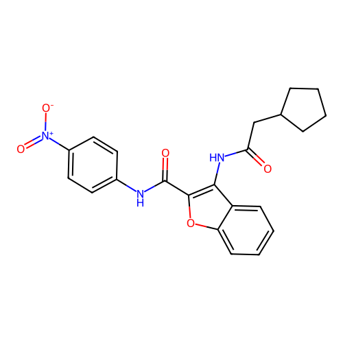 3-(2-cyclopentylacetamido)-N-(4-nitrophenyl)benzofuran-2-carboxamide structure
