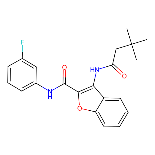 3-(3,3-dimethylbutanamido)-N-(3-fluorophenyl)benzofuran-2-carboxamide structure