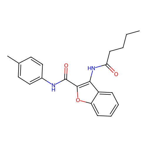 3-pentanamido-N-(p-tolyl)benzofuran-2-carboxamide structure