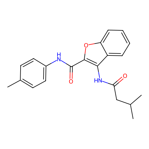 3-(3-methylbutanamido)-N-(p-tolyl)benzofuran-2-carboxamide structure