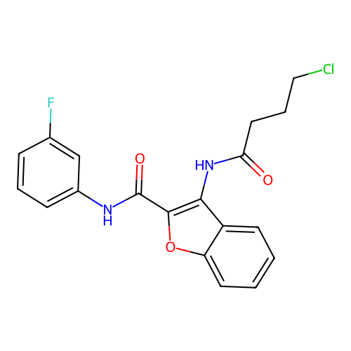 3-(4-chlorobutanamido)-N-(3-fluorophenyl)benzofuran-2-carboxamide structure