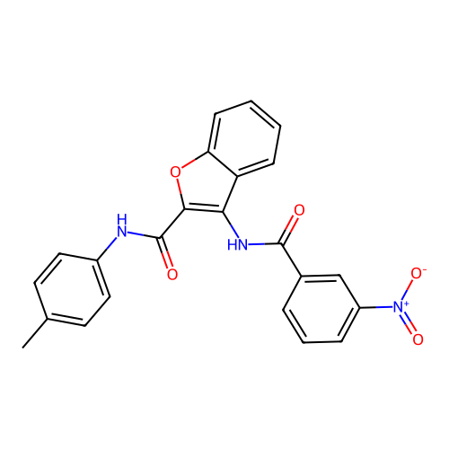3-(3-nitrobenzamido)-N-(p-tolyl)benzofuran-2-carboxamide structure