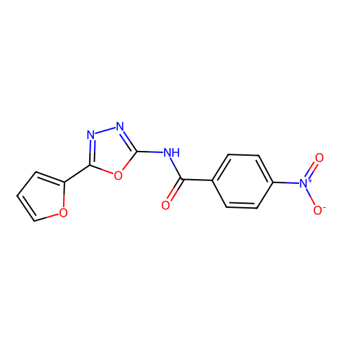N-[5-(furan-2-yl)-1,3,4-oxadiazol-2-yl]-4-nitrobenzamide structure