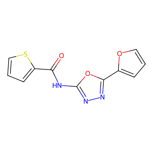 N-[5-(furan-2-yl)-1,3,4-oxadiazol-2-yl]thiophene-2-carboxamide structure