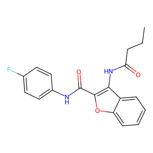 3-butyramido-N-(4-fluorophenyl)benzofuran-2-carboxamide structure