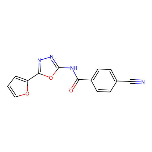 4-cyano-N-[5-(furan-2-yl)-1,3,4-oxadiazol-2-yl]benzamide structure