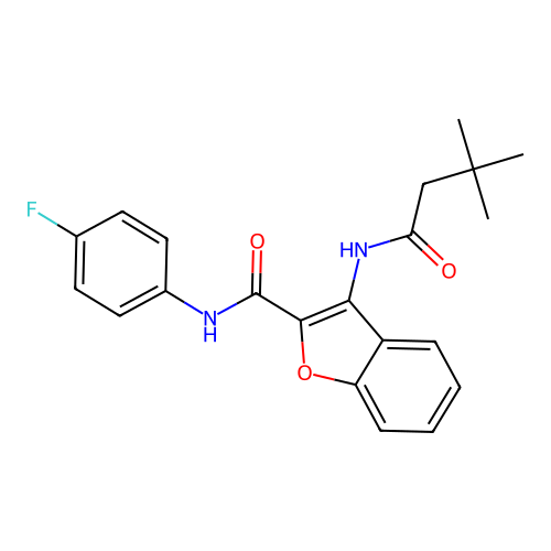 3-(3,3-dimethylbutanamido)-N-(4-fluorophenyl)benzofuran-2-carboxamide structure