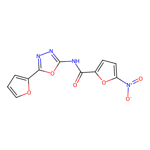 N-[5-(furan-2-yl)-1,3,4-oxadiazol-2-yl]-5-nitrofuran-2-carboxamide structure
