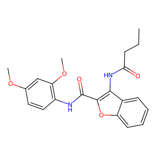 3-butyramido-N-(2,4-dimethoxyphenyl)benzofuran-2-carboxamide structure