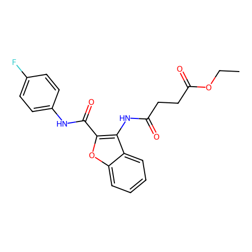 Ethyl 4-((2-((4-fluorophenyl)carbamoyl)benzofuran-3-yl)amino)-4-oxobutanoate structure