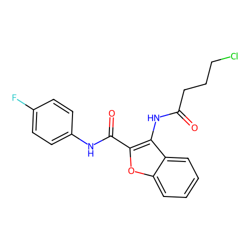 3-(4-chlorobutanamido)-N-(4-fluorophenyl)benzofuran-2-carboxamide structure