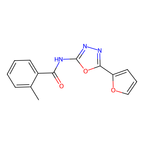 N-[5-(furan-2-yl)-1,3,4-oxadiazol-2-yl]-2-methylbenzamide structure