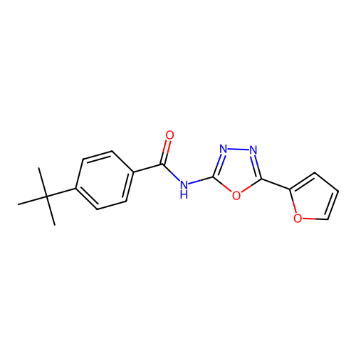 4-tert-butyl-N-[5-(furan-2-yl)-1,3,4-oxadiazol-2-yl]benzamide structure