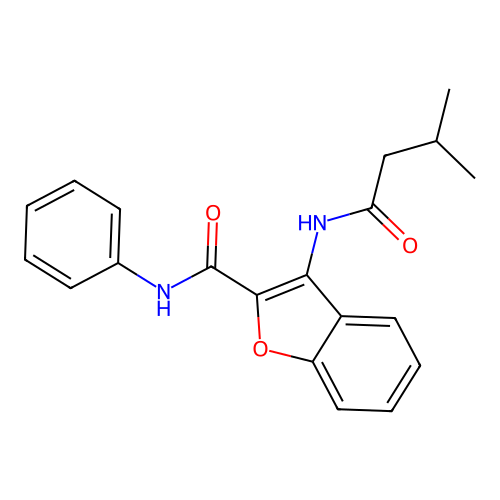 3-(3-methylbutanamido)-N-phenylbenzofuran-2-carboxamide structure
