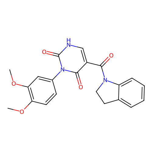 3-(3,4-dimethoxyphenyl)-5-(indoline-1-carbonyl)pyrimidine-2,4(1H,3H)-dione structure