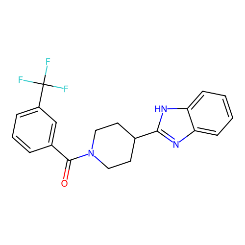 (4-(1H-benzo[d]imidazol-2-yl)piperidin-1-yl)(3-(trifluoromethyl)phenyl)methanone structure