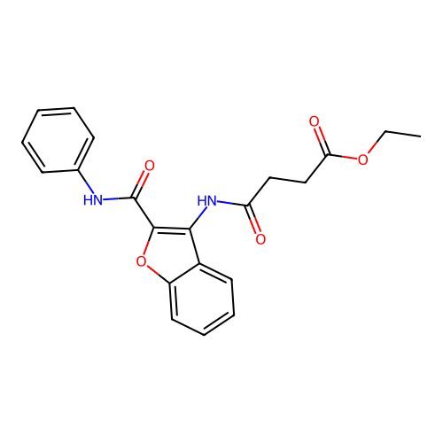 Ethyl 4-oxo-4-((2-(phenylcarbamoyl)benzofuran-3-yl)amino)butanoate structure