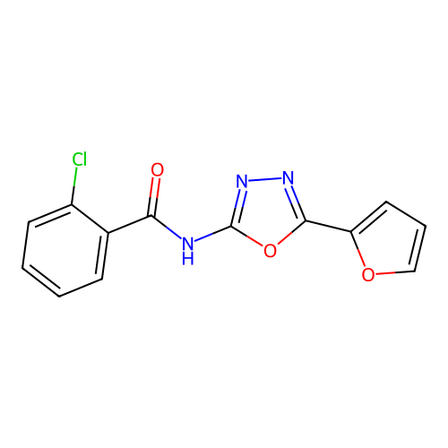 2-chloro-N-[5-(furan-2-yl)-1,3,4-oxadiazol-2-yl]benzamide structure