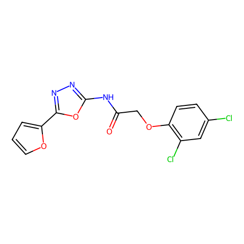 2-(2,4-dichlorophenoxy)-N-[5-(furan-2-yl)-1,3,4-oxadiazol-2-yl]acetamide structure