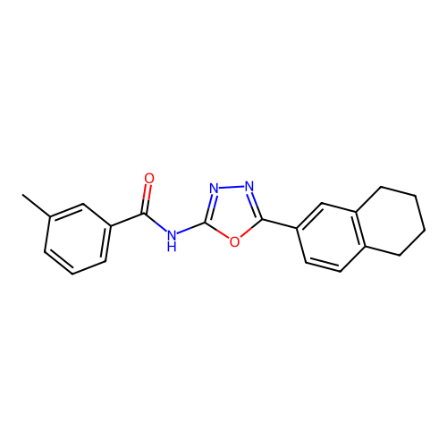 3-methyl-N-[5-(5,6,7,8-tetrahydronaphthalen-2-yl)-1,3,4-oxadiazol-2-yl]benzamide structure