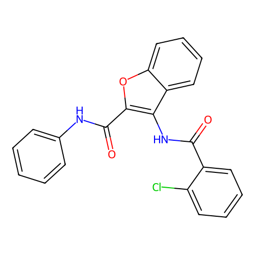 3-(2-chlorobenzamido)-N-phenylbenzofuran-2-carboxamide structure