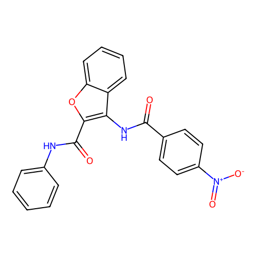 3-(4-nitrobenzamido)-N-phenylbenzofuran-2-carboxamide structure