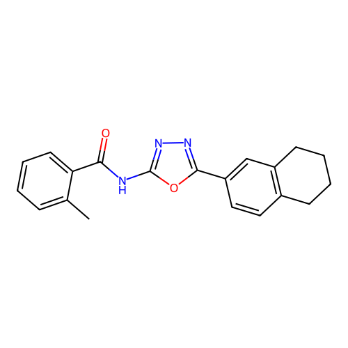 2-methyl-N-[5-(5,6,7,8-tetrahydronaphthalen-2-yl)-1,3,4-oxadiazol-2-yl]benzamide structure