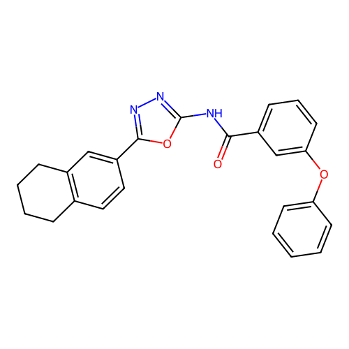 3-phenoxy-N-[5-(5,6,7,8-tetrahydronaphthalen-2-yl)-1,3,4-oxadiazol-2-yl]benzamide structure