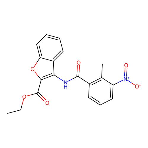 Ethyl 3-(2-methyl-3-nitrobenzamido)benzofuran-2-carboxylate structure