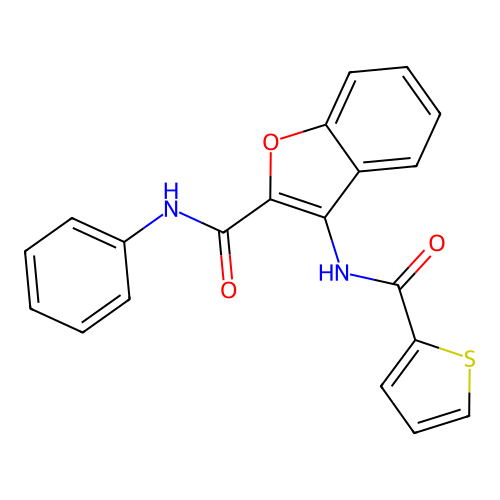 N-phenyl-3-(thiophene-2-amido)-1-benzofuran-2-carboxamide structure