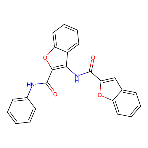 3-(benzofuran-2-carboxamido)-N-phenylbenzofuran-2-carboxamide structure